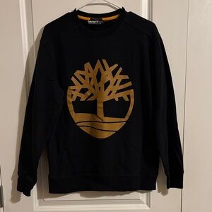 Timberland Black Crewneck with Gold Tree Logo